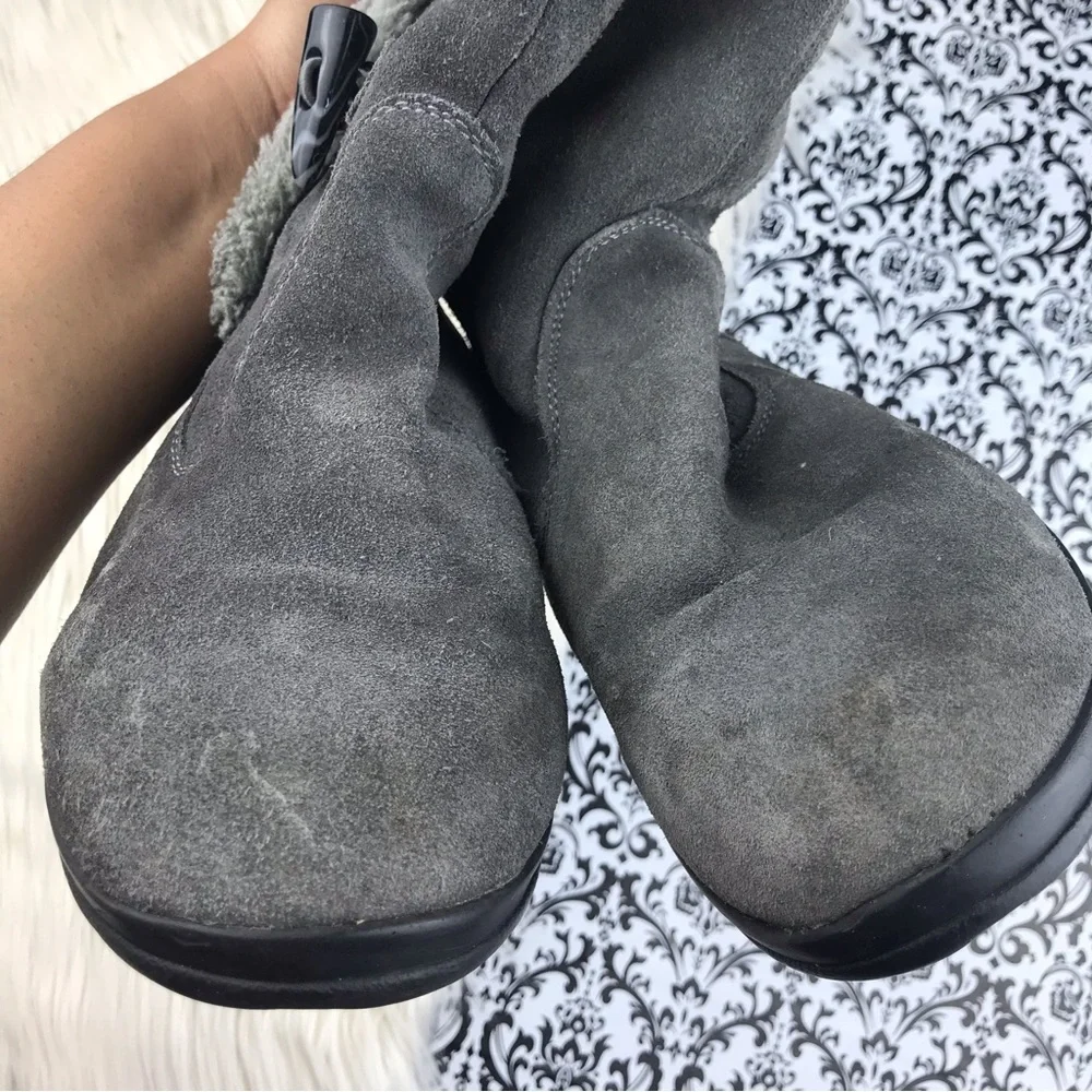 White Mountain : size : 9 : gray and black faux fur trim snow fall winter boots